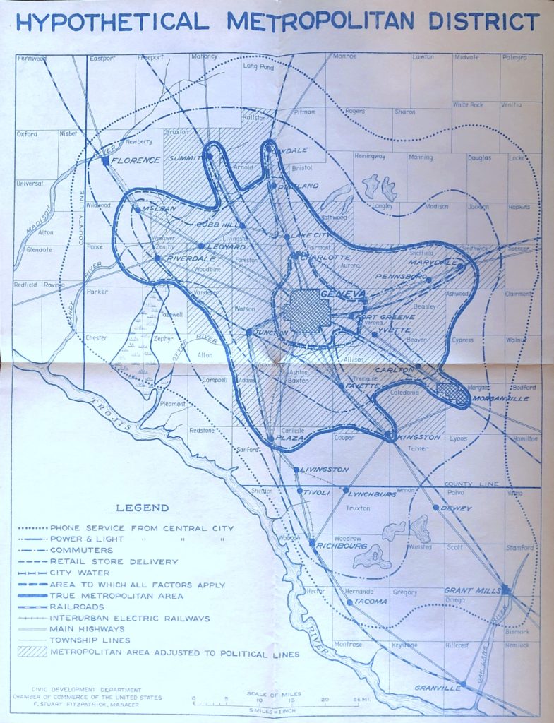 Photo of a plan for a hypothetical metropolitan district